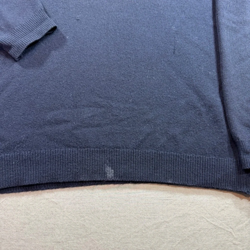 Clan Douglas V-Neck Sweater Mens Large Navy Blue Fair 100% Cashmere Scotland